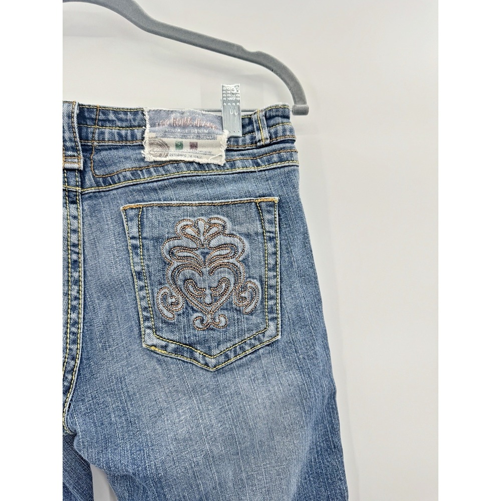 VTG Y2K Leo Roma Jean Size 9 Denim Jorts Short Low Rise Embroidered Pocket Italy - Picture 2 of 11